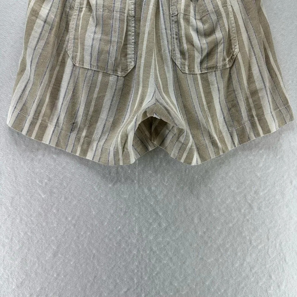 Briggs Shorts Womens Size S Striped Drawstring Tasseled Linen Blend Beige - Picture 6 of 10
